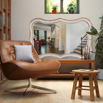 35x24 Inch Wavy Wooden Frame Mirror - Image 8