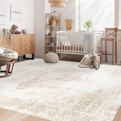 Area Rug 5x7 Washable Rug, Vintage Boho Medallion Rugs Non-Slip Soft Low Pile - Image 3