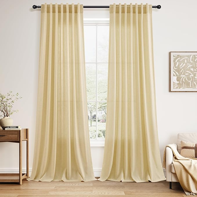 Cream Yellow Curtains 108 Inches Long by Nanspring