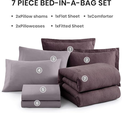 Monbix Super King Comforter Set, Italian Plum Cationic Dyeing Bedding Set - Image 7