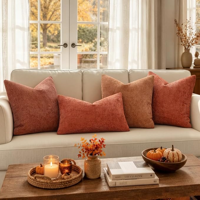 MIULEE Fall Decorative Couch Throw Pillow Covers 16x16 Burnt Orange 2 Pack | - Image 2