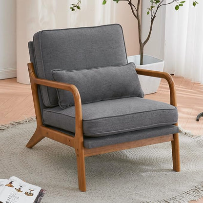 VINGLI Cozy Living Room Chairs, Linen Dark Gray Accent Chairs Set of 2 - Image 5