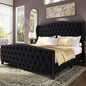 BRELTAM Upholstered King Size Bed Frame Velvet Black Tufted Platform Bed Frame by Breltam
