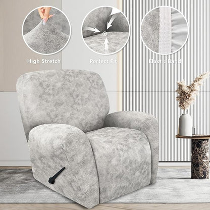 ANARACHON Recliner Chair Covers Leather Look, 4 Pieces Recliner Covers Non Slip - Image 5