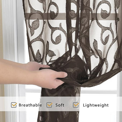 Furman Cafe Curtains 30 Inch Length 2 Panels Set, Elegant Geometric Jacquard - Image 7