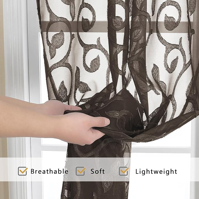 Furman Chocolate Sheer Curtains 72 inches Long - Image 6