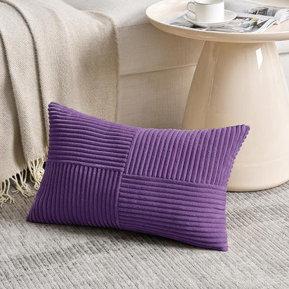 Fancy Homi 2 Packs Purple Lumbar Decorative Throw Pillow Covers 12x20 Inch - Image 2