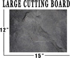 Rogue River Tactical Dark Gray Stone Textured Marble Art Kitchen Glass Cutting Board Modern Decorative Gift Abstract Wavy Contrast Design
