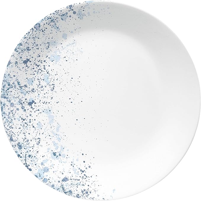 Corelle Vitrelle 18-Piece Service for 6 Dinnerware Set Triple Layer Glass and Chip Resistant, Lightweight Round Plates and Bowls Set, Indigo Speckle