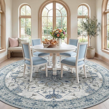 RELEANY Washable Area Rug, Round 10ft, Water Repellent, Pet Friendly, Vintage - Image 3