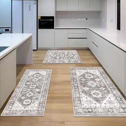 HEBE Boho Kitchen Rugs Set of 3, Non Slip Washable Kitchen Mats - Image 7