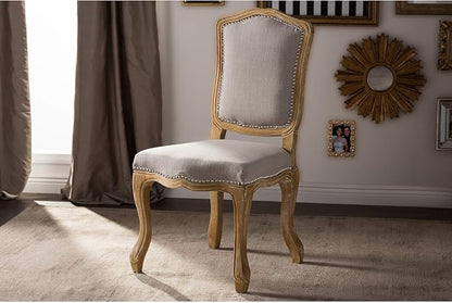 Baxton Studio Chateauneuf French Vintage Cottage Weathered Oak Linen - Image 2