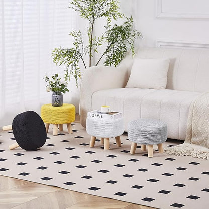 Wimarsbon Small Ottomans, 100% Hand Knitted Pouf, Round Footrest - Image 7