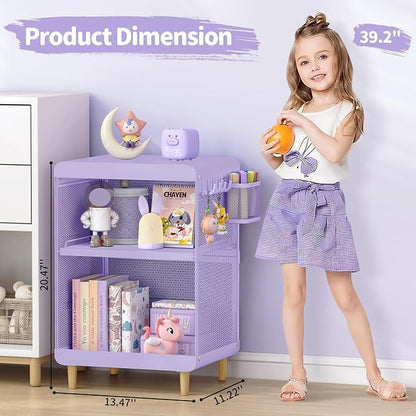 SYKIARIOL Kids Nightstand for Girls, Metal Bedside Table - Image 3