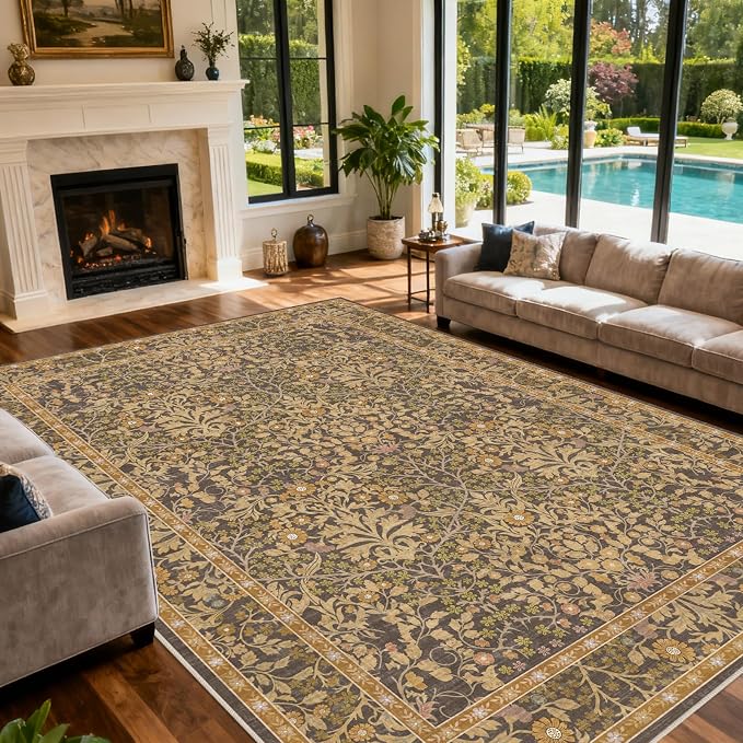 9x12 Washable Area Rugs for Living Room, Stain Resistant Vintage Rugs for - Image 4