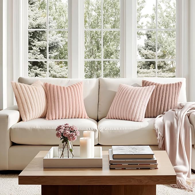 MIULEE Faux Fur Plush Decorative Throw Pillow Covers 18x18, Soft Cute Romantic - Image 4