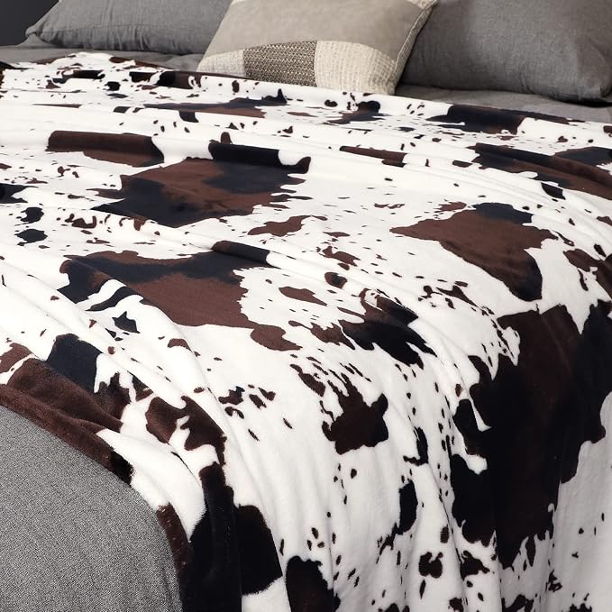 Edenleaf Flannel Cow Print Blanket 60"x80", Ultra Cozy Cow Throw Blanket - Image 5