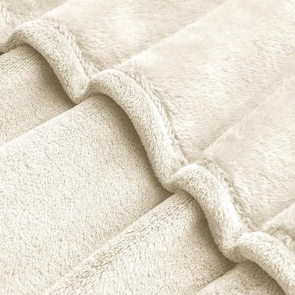 BEDELITE Fleece Blanket Soft Plush Oversized Bed Blanket Cream 120"x120" | - Image 4