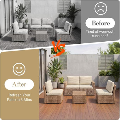 8Pcs Patio Cushion Covers Stretch Outdoor Furniture Protector Slipcovers | - Image 4