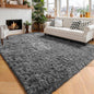Amdrebio Grey Large Plush Shaggy Rug 6x9 by Amdrebio