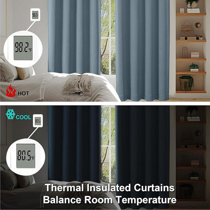 Simplebrand Ava Stone Blue Blackout Curtains - Image 6
