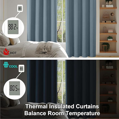 Simplebrand Ava Stone Blue Blackout Curtains - Image 6