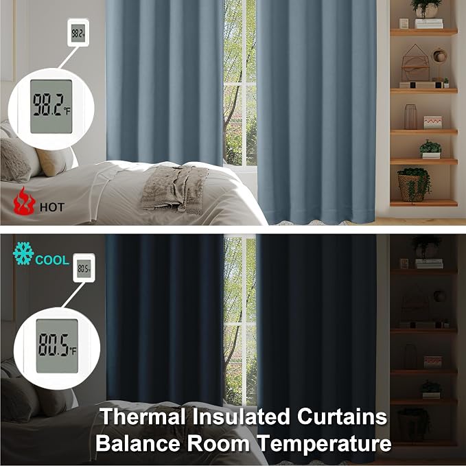Simplebrand Ava Stone Blue Short Blackout Curtains - Image 6