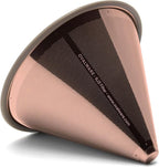 OVALWARE Paperless Stainless Steel Pour Over Coffee Filter – Reusable and Permanent Coffee Cone Dripper for Ovalware, Chemex, Hario and Other Carafes (Titanium Rose Gold)