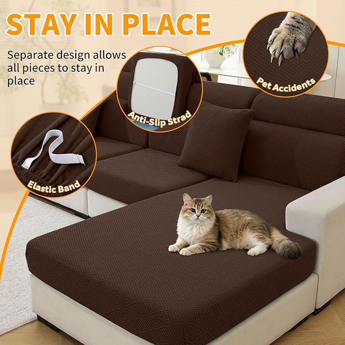 XINEAGE Chaise Cover for L Shaped Sofa, Sectional Couch Covers for Pets - Image 5