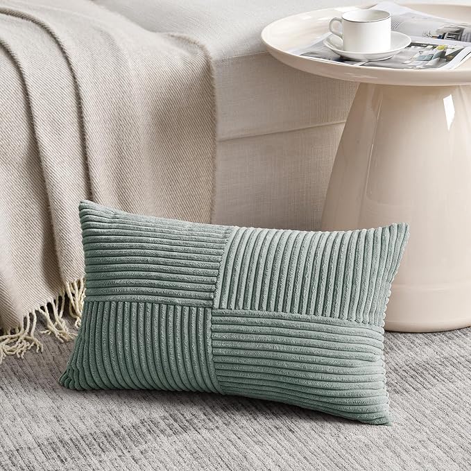 Fancy Homi 2 Packs Grey Blue Lumbar Decorative Throw Pillow Covers 14x24 Inch - Image 2