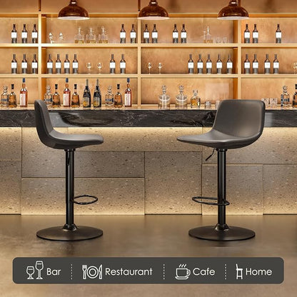 Adjustable Bar Stools Set of 2, Mid Century Modern Swivel Bar Stools, - Image 3