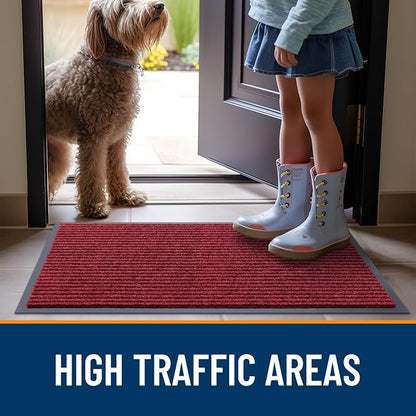 OLANLY 2-Pack Front Door Mats 71x47, Waterproof Heavy-Duty Doormats | Wine Red - Image 7