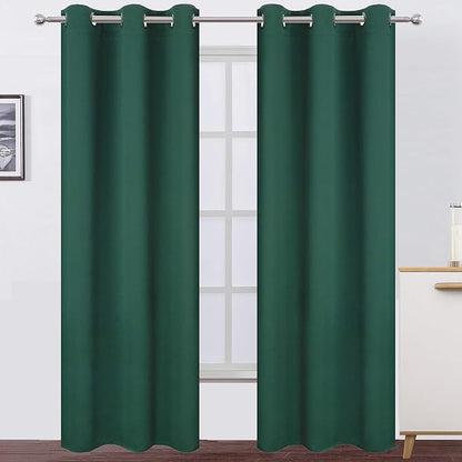 Green Blackout Curtains 34 x 84 Inch Length/Set of 2 Curtain Panels/Thermal by Lemomo