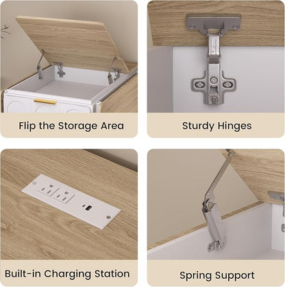 ModernMate 3-in-1 Folding Desk & File Cabinet, Fluted Multi-Storage Workspace - Image 4
