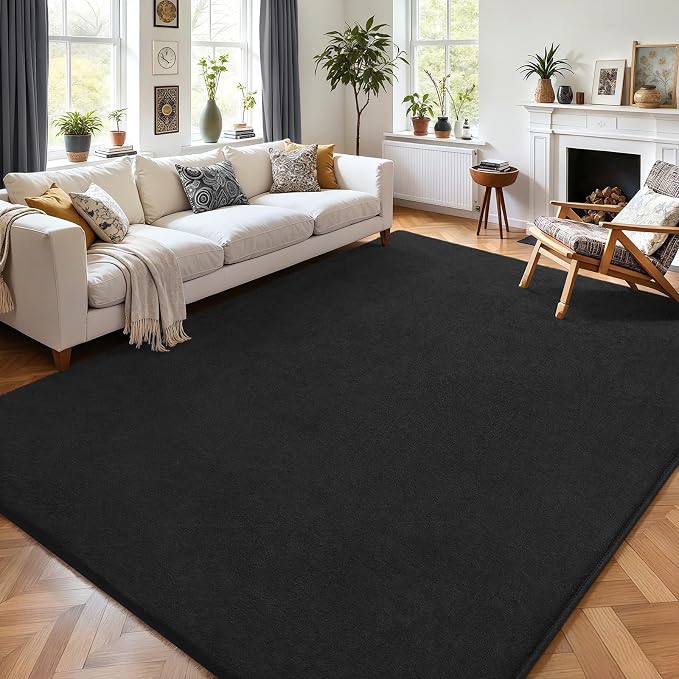 5x7 Area Rugs for Living Room Non Slip Dorm Bedroom Rug, Dark Grey | Modern - Image 2