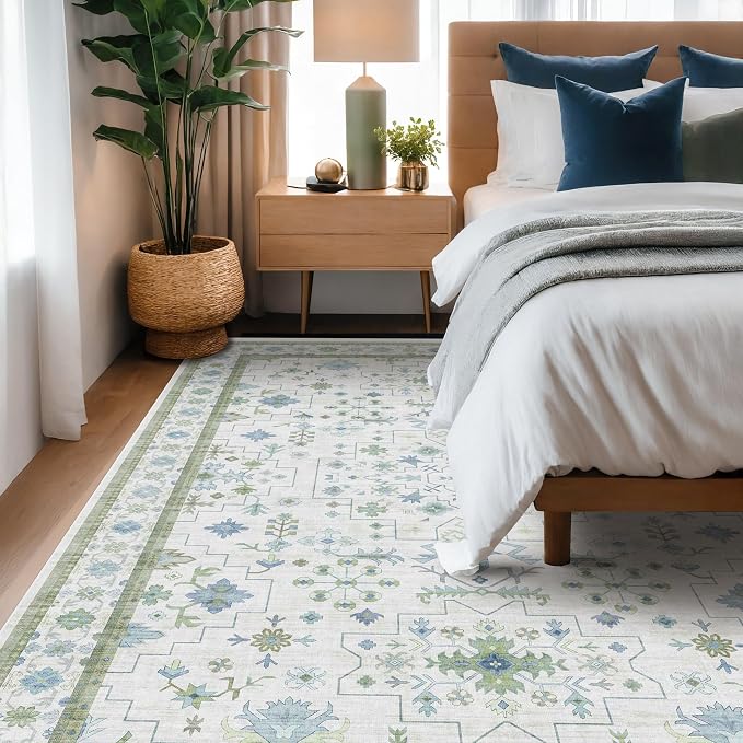 Cream Green Large 8x12 Area Rug - Image 6