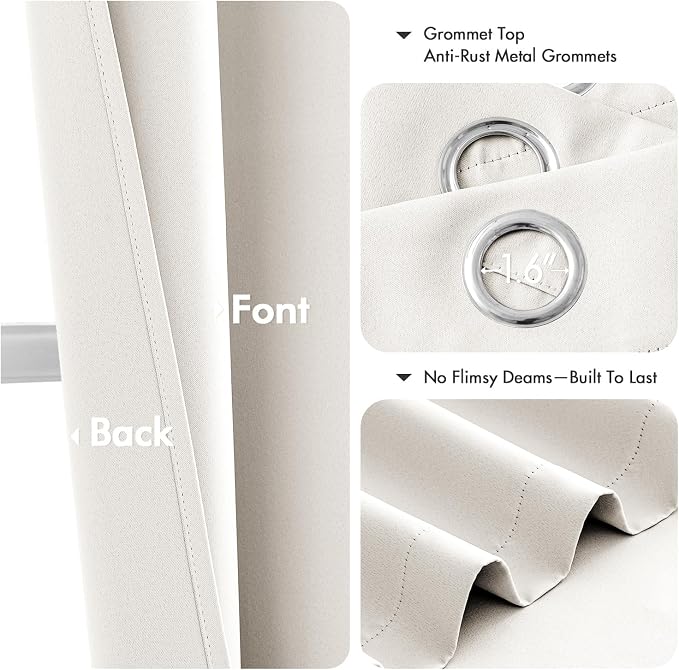 MIULEE Blackout Curtains for Bedroom 2 Panels 40 x 72 Inch Long Ivory | Thermal - Image 4