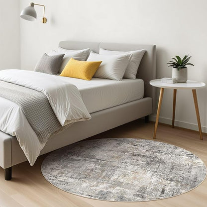 LOONGRUG Round Rug 10x10 Washable Circle Large Neutral Modern Abstract Rug | - Image 4