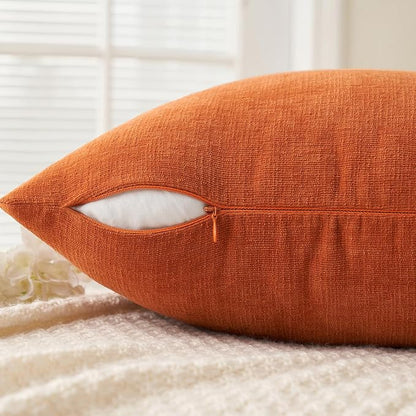 MIULEE Fall Orange Chenille Couch Euro Throw Pillow Covers, 22x22 | Set of 2 - Image 3