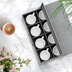 homyfort Coffee Mug Storage Box with Dividers, Durable China Storage Containers for Coffee Mugs, Tea Cups Storage Organizer with Lid, Handles, Label Window, Holds 24 Mugs, Hard Shell and Stackable