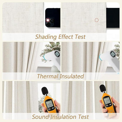 Extra Wide 100% Blackout Linen Curtains - Image 5