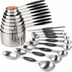 Measuring Cups and Spoons Set Stainless Steel Includes 8 Heavy Duty Measuring Cups 8 Double Sided Magnetic Measuring Spoons and 1 Leveler for Dry and Liquid Ingredients