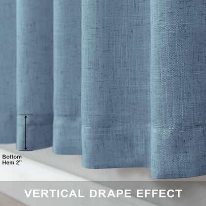 Blue Curtains 108 Inches Long For Living Room Dining 2 Panels Set Back Tab - Image 5