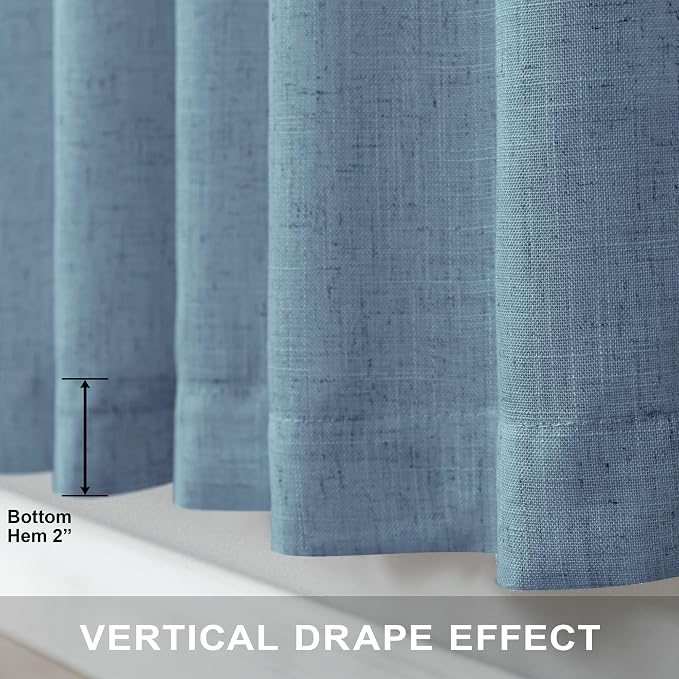 Blue Linen Curtains 84 Inch Length - Image 5