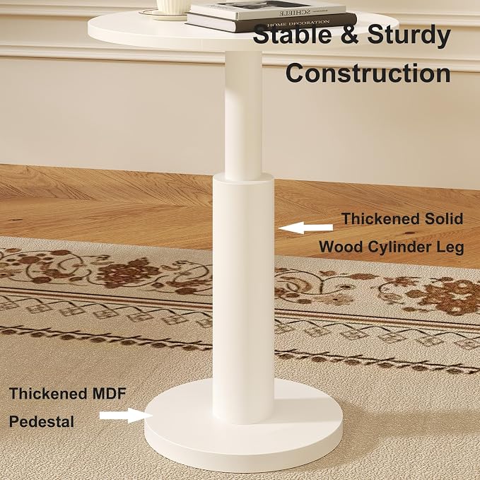 LAATOOREE Round Side Tables Set of 2, Pedestal Drink Table, Spacious Top - Image 6