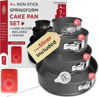 Spring Form Pan for Cheesecake, 4/7/9/11 Inch NONSTICK Cheesecake PanSet with CAKE SLICER and TESTER, Leakproof Springform Pan Set, 4 Spring Form Pans for Baking Compatible with INSTANT POT