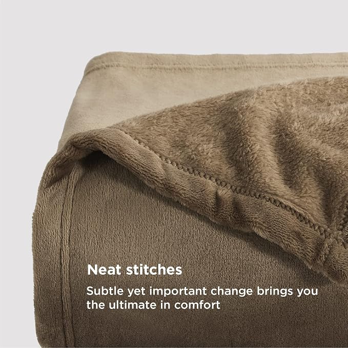 Bedsure GentleSoft Fleece Blankets Queen Size Camel - Image 4