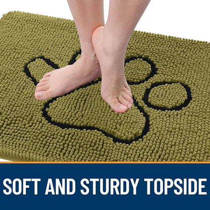OLANLY Dog Door Mat for Muddy Paws 48x30, Paw Print Design Chenille Mud Mat | - Image 4