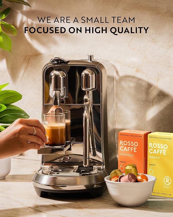ROSSO CAFFÈ 120 Espresso Coffee Pods for Nespresso Original Machines - Value Pack of Premium Flavored Capsules, 3 Rich and Balanced Desert Coffees (Vanilla, Crème Brulee, Caramel)