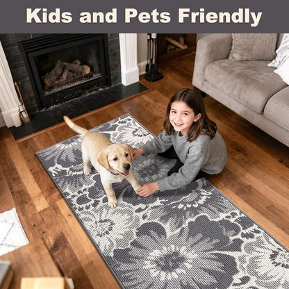 Findosom Hallway Runner Rug 2x6, Non Slip High-Low Textured Floral Washable - Image 4
